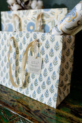 Hand Block Printed Gift Bags - Blue Stone - Sprouts of Bristol