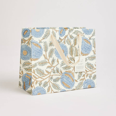 Hand Block Printed Gift Bags - Blue Stone - Sprouts of Bristol
