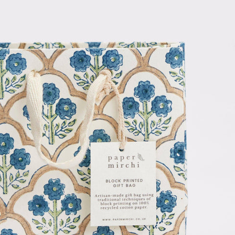 Hand Block Printed Gift Bags - Indigo - Sprouts of Bristol