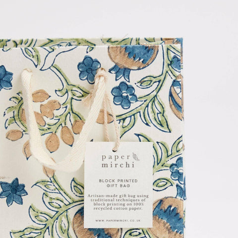 Hand Block Printed Gift Bags - Indigo - Sprouts of Bristol