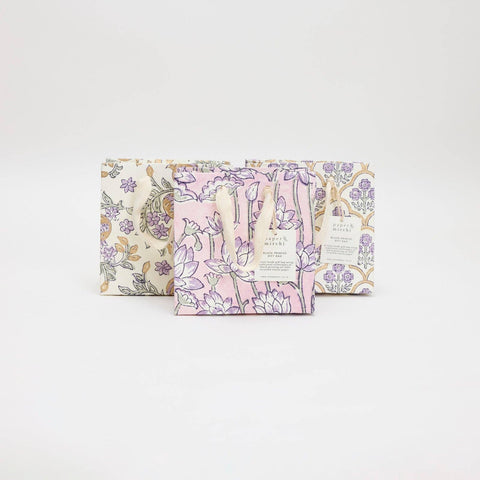 Hand Block Printed Gift Bags - Lavender - Sprouts of Bristol