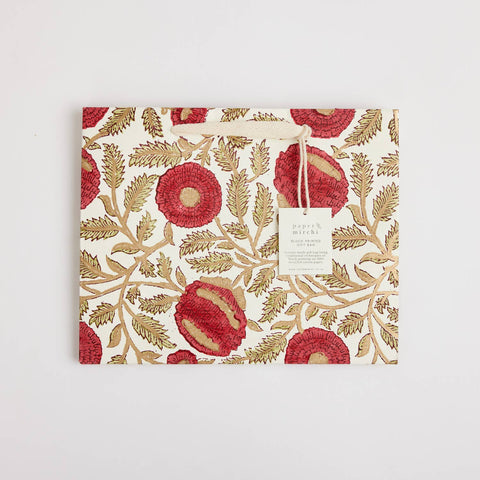 Hand Block Printed Gift Bags - Scarlet - Sprouts of Bristol