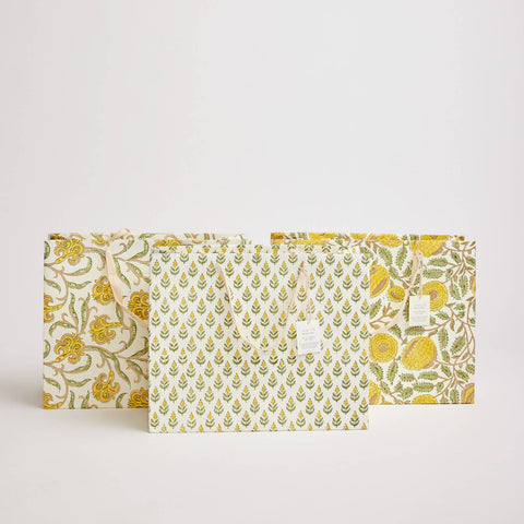 Hand Block Printed Gift Bags - Sunshine - Sprouts of Bristol
