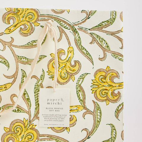 Hand Block Printed Gift Bags - Sunshine - Sprouts of Bristol