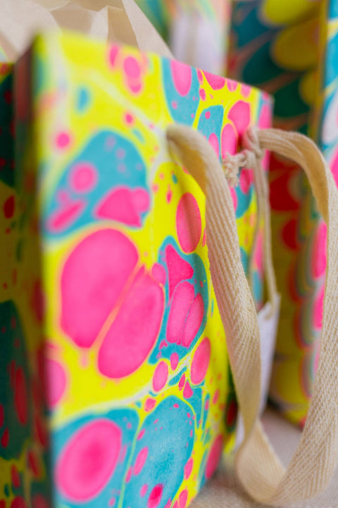 Hand Marbled Gift Bags - Neon - Sprouts of Bristol