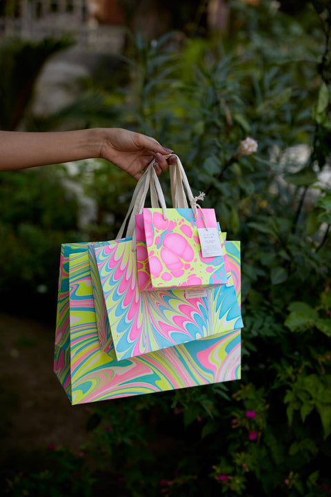 Hand Marbled Gift Bags - Neon - Sprouts of Bristol
