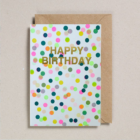 Happy Birthday Confetti Riso Shapes Greetings Card - Sprouts of Bristol