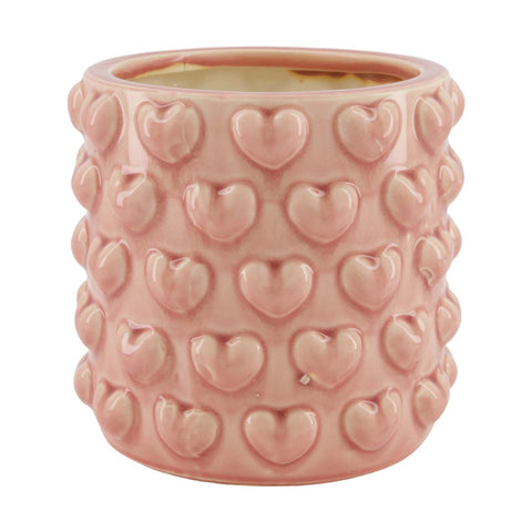 Hearts Ceramic Pot – Light Pink - Sprouts of Bristol