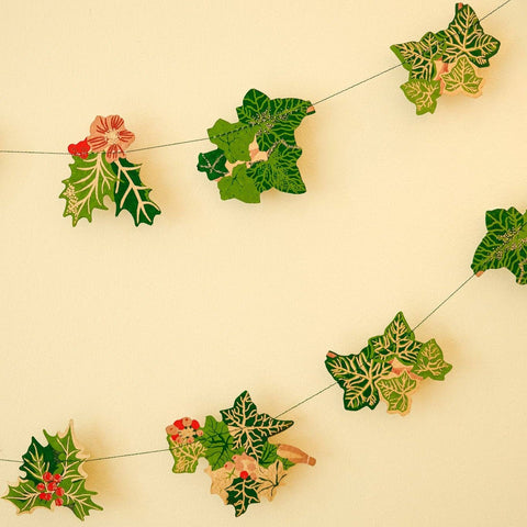 Holly and Ivy Sewn Garland - Sprouts of Bristol