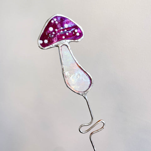 Iridescent Stained Glass Mushroom Suncatcher Plant Stake - Sprouts of Bristol