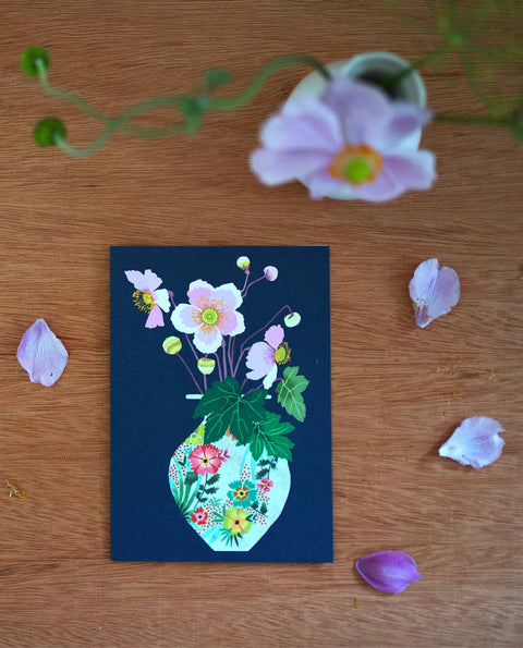 Japanese Anemone Greetings Card. - Sprouts of Bristol