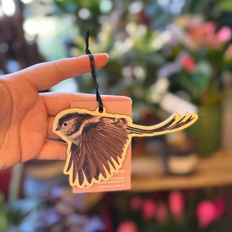 Long - tailed Tit Wooden Hanging Decoration – FSC Birch Plywood - Sprouts of Bristol