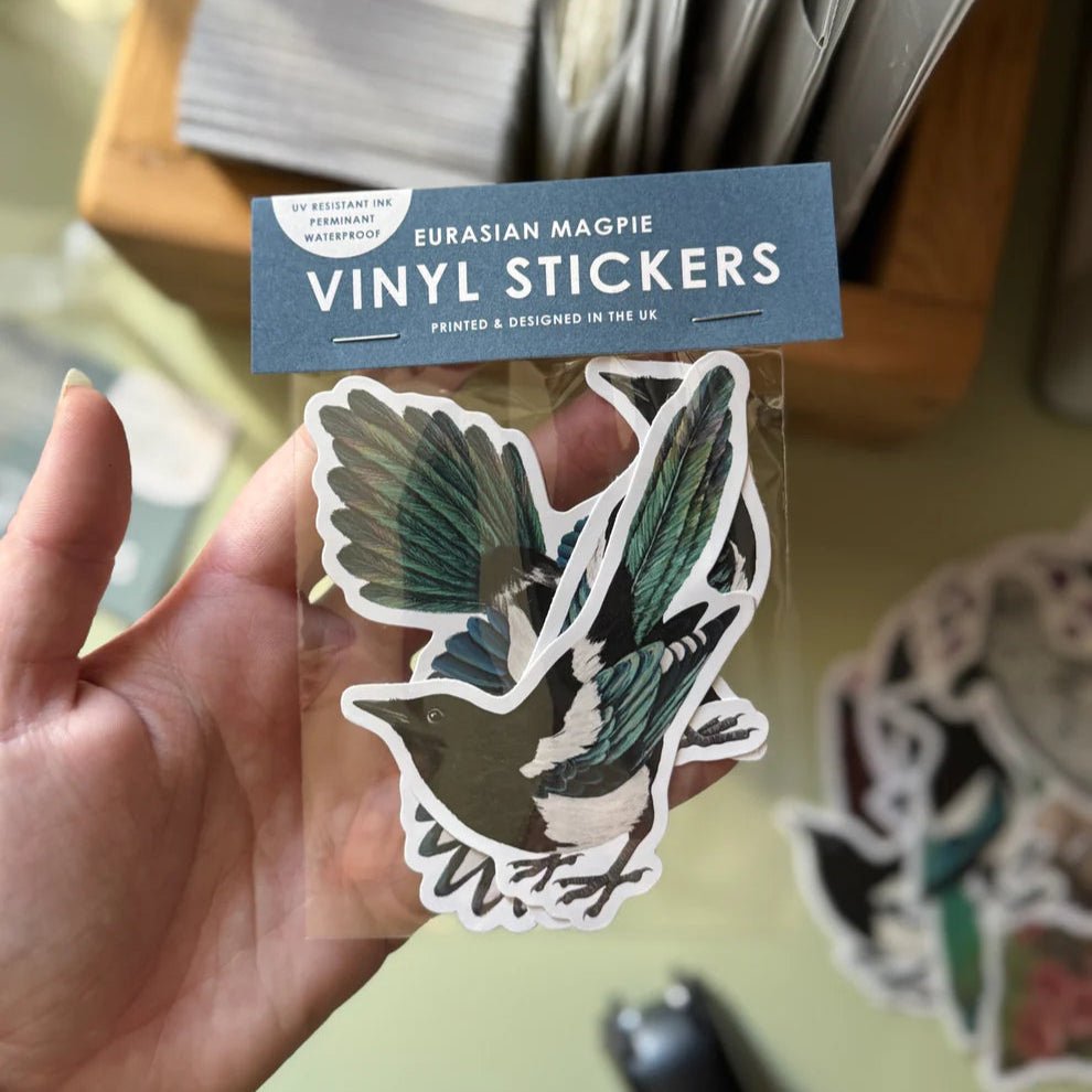 British Bird Vinyl Sticker Set – Magpie Trio – Sprouts of Bristol