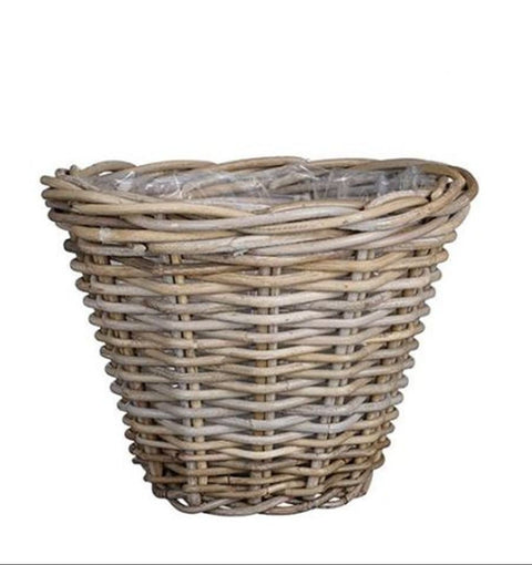 Marcia Rattan Basket Planter – Rustic Charm with Built-In Liner - Sprouts of Bristol