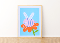 Mini Bee Risograph Print - Sprouts of Bristol