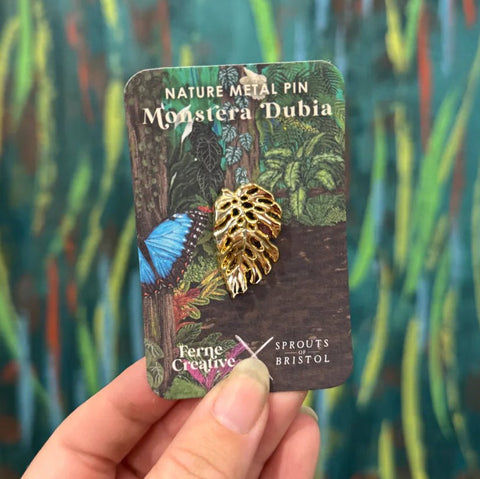 Monstera dubia Gold Metal Pin – RHS Collaboration with Ferne Creative - Sprouts of Bristol
