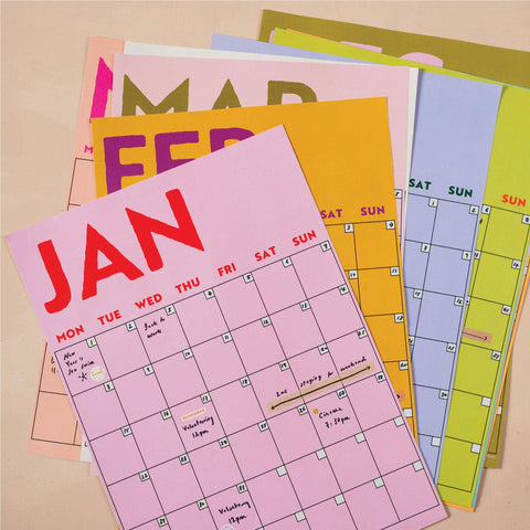Monthly Undated A3 Wall Planner | 12 Pages | Colourburst - Sprouts of Bristol