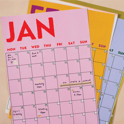 Monthly Undated A3 Wall Planner | 12 Pages | Colourburst - Sprouts of Bristol