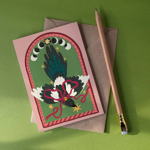 Moon Phase Magpie | Everyday greetings card | Folk - Sprouts of Bristol