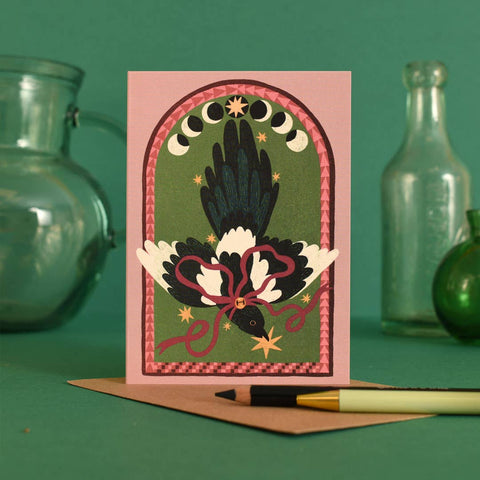 Moon Phase Magpie | Everyday greetings card | Folk - Sprouts of Bristol