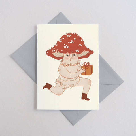 Mushroom Sends a Gift | Everyday greetings card | Mushroom, gift giving - Sprouts of Bristol