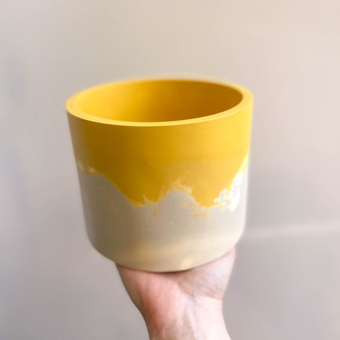 Mustard Yellow and Putty Jesmonite Pot - Sprouts of Bristol