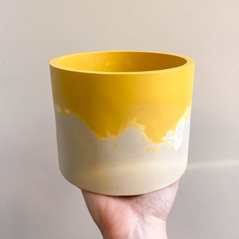 Mustard Yellow and Putty Jesmonite Pot - Sprouts of Bristol