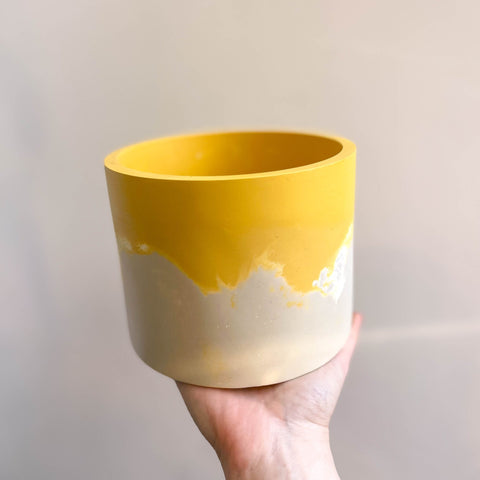 Mustard Yellow and Putty Jesmonite Pot - Sprouts of Bristol