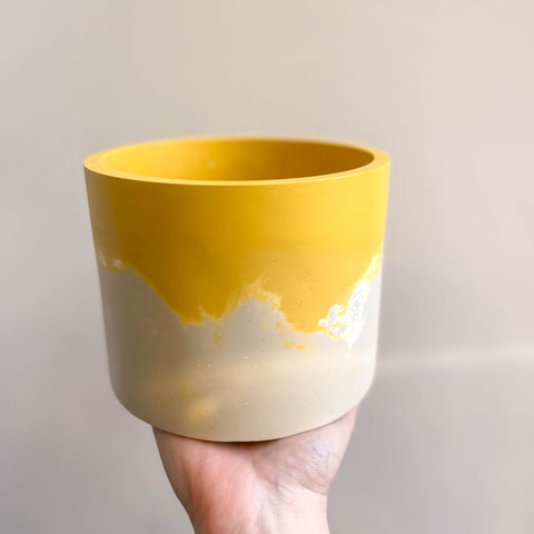 Mustard Yellow and Putty Jesmonite Pot - Sprouts of Bristol