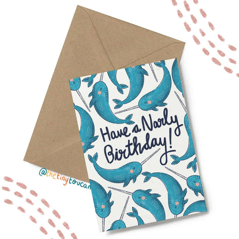 Narly Narwhal Birthday Greetings Card - Sprouts of Bristol