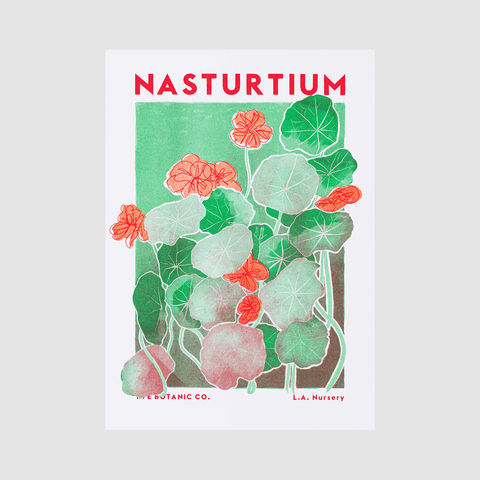 Nasturtium Flower Risograph Print - Sprouts of Bristol