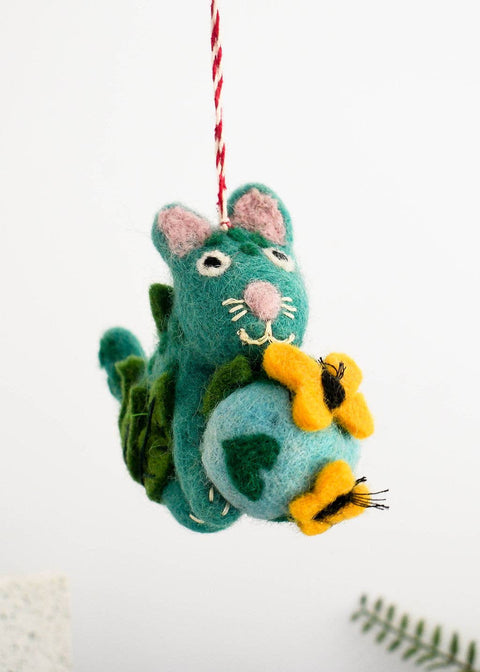 Niaski Cattenborough Cat Felt Decoration – Handmade Fair Trade - Sprouts of Bristol