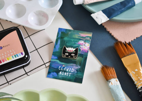 Niaski Clawed Monet Enamel Pin – Cat Artist Collection - Sprouts of Bristol