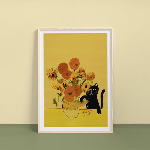 Niaski Sunflower Cat Art Print – Inspired by Vincent van Gogh - Sprouts of Bristol