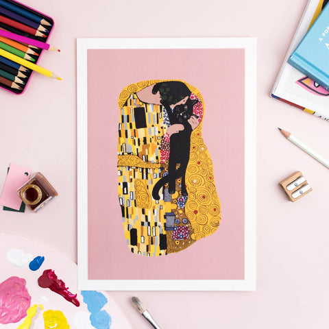 Niaski The Cat Kiss Art Print – Inspired by Gustav Klimt - Sprouts of Bristol