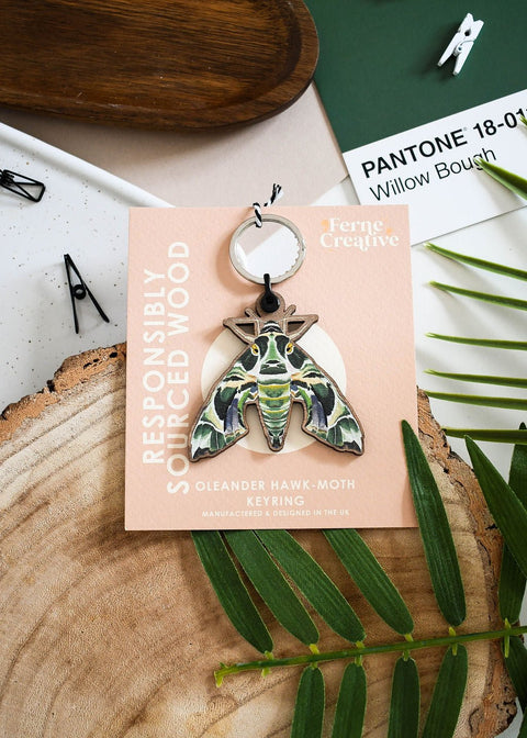 Oleander Hawk - Moth Keyring - Sprouts of Bristol