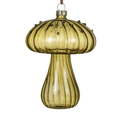 Olive Green Glass Mushroom Hanging Decoration – Textured Bauble Ornament - Sprouts of Bristol