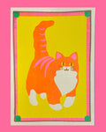 Orange Cat Mini Risograph A5 Print - Sprouts of Bristol