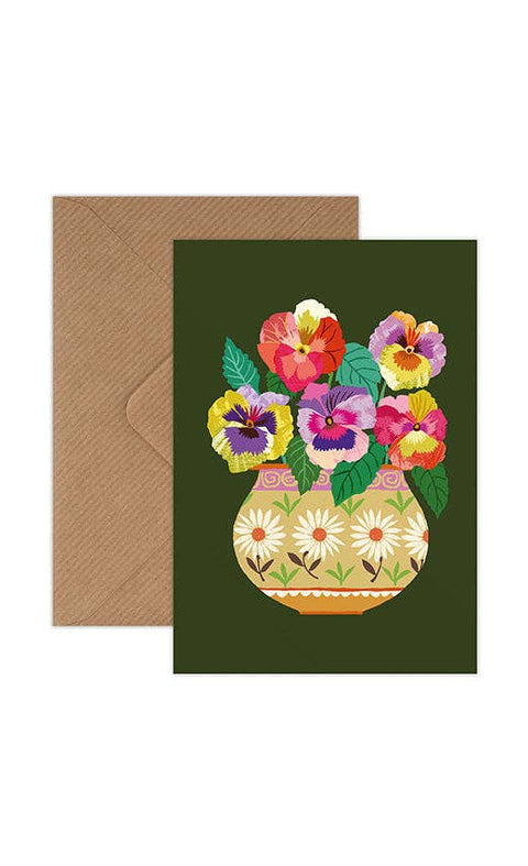 Pansies Greetings Card - Sprouts of Bristol