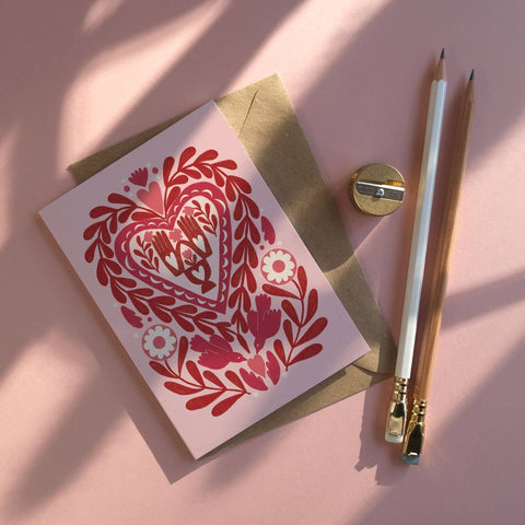 Paper Cut Heart | Everyday greetings card | Folk, love - Sprouts of Bristol