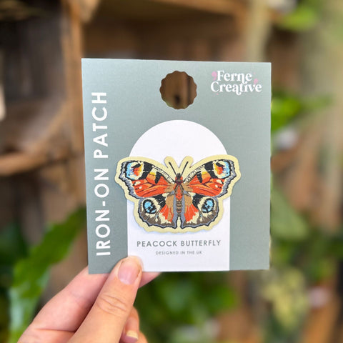 Peacock Butterfly Embroidered Iron - On Patch - Sprouts of Bristol
