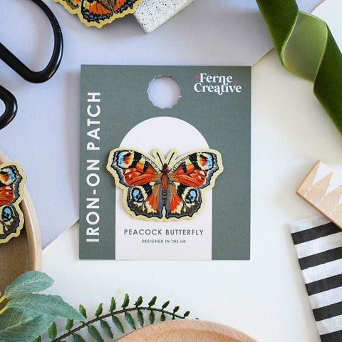 Peacock Butterfly Embroidered Iron - On Patch - Sprouts of Bristol