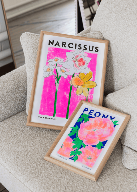 Peony Flower Risograph Print - Sprouts of Bristol