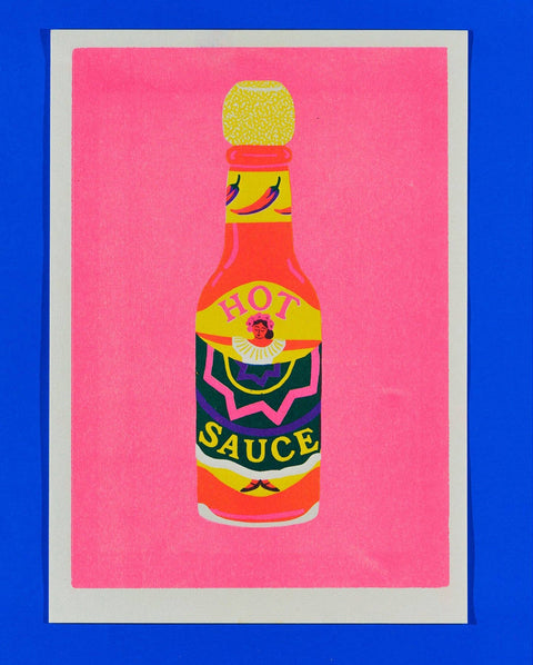 Pink Chilli Sauce Risograph A4 Print - Sprouts of Bristol