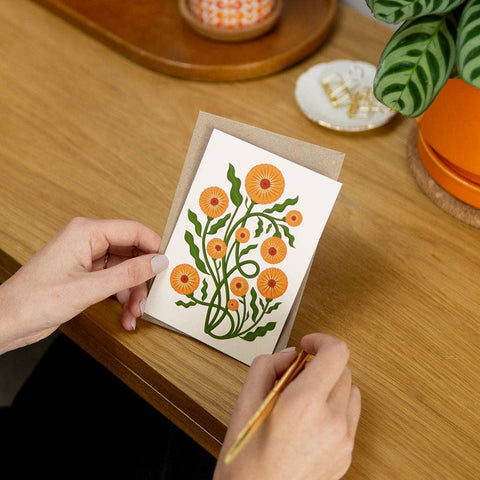 Pot Marigold Botanical Greetings Card - Sprouts of Bristol