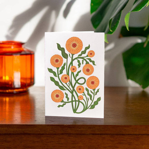 Pot Marigold Botanical Greetings Card - Sprouts of Bristol