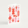 Red Pots & Plants Greetings Card - Sprouts of Bristol