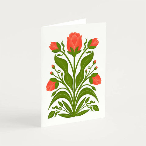 Red Tulips Botanical Greetings Card - Sprouts of Bristol