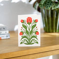 Red Tulips Botanical Greetings Card - Sprouts of Bristol