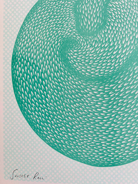 Sausage Roll – Risograph Print - Sprouts of Bristol